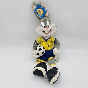 Vintage 1998 Looney Tunes Bugs Bunny Soccer Plush ACE Play-By-Play 16" NWT
